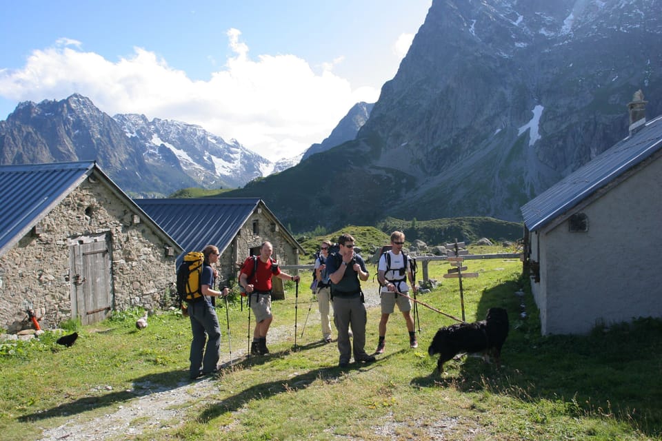 Hiking above the village of Vallorcine at Loriaz