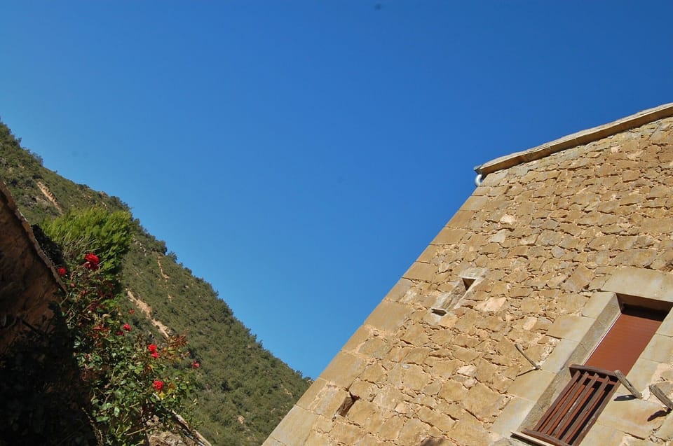Part of the beautiful house and stunning blue sky
