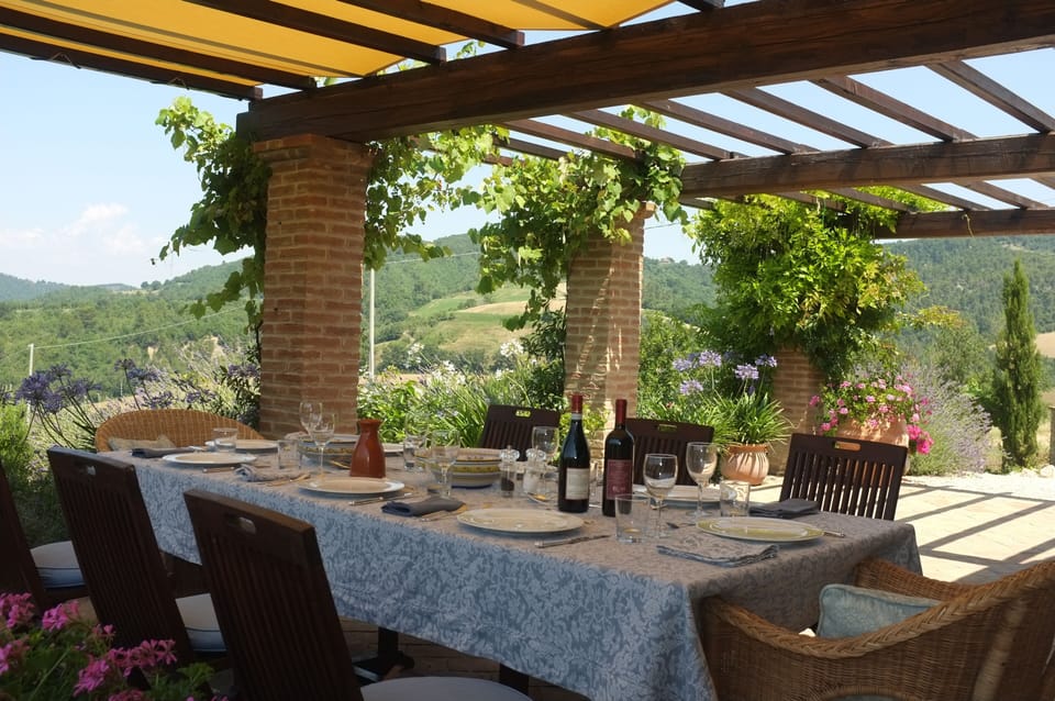 Lunch on the terrace under the canopy