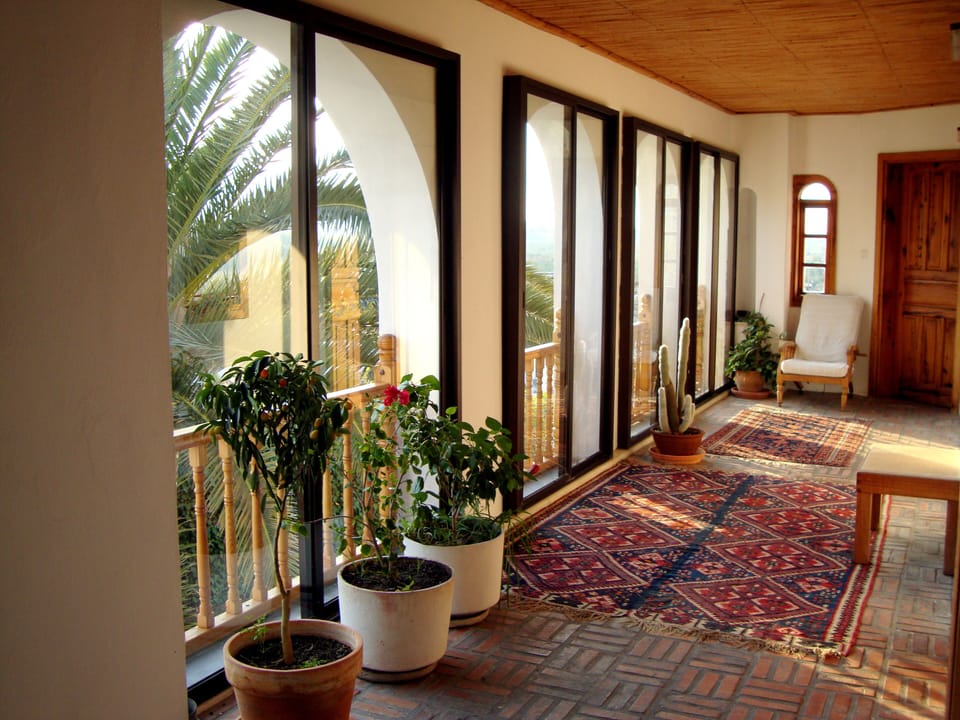 View of garden and Artemis Temple from bedroom floor