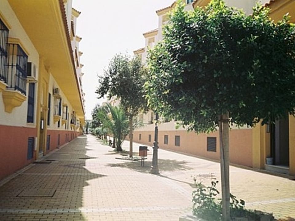 Quiet pedestrianized area outside apartment which is on the top (second) floor.