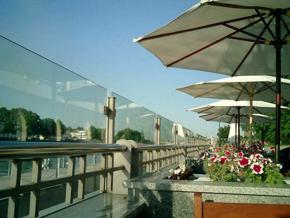One of several restaurants by the canal in Liepaja