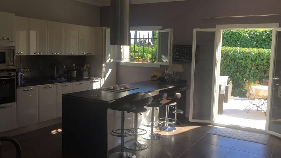 the kitchen and her terrace