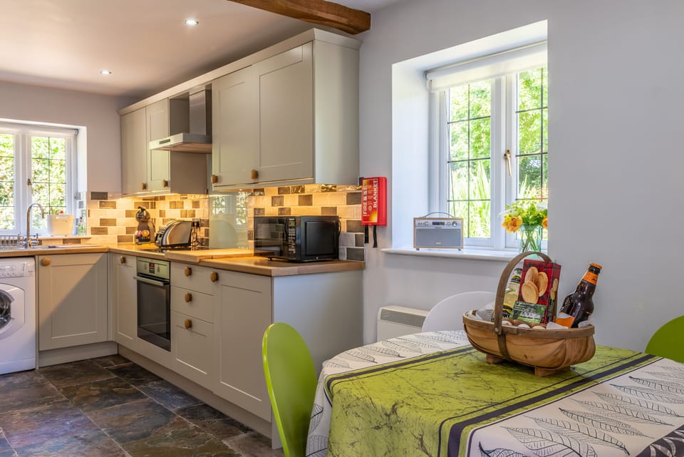 Kitchen with lovely views over the garden