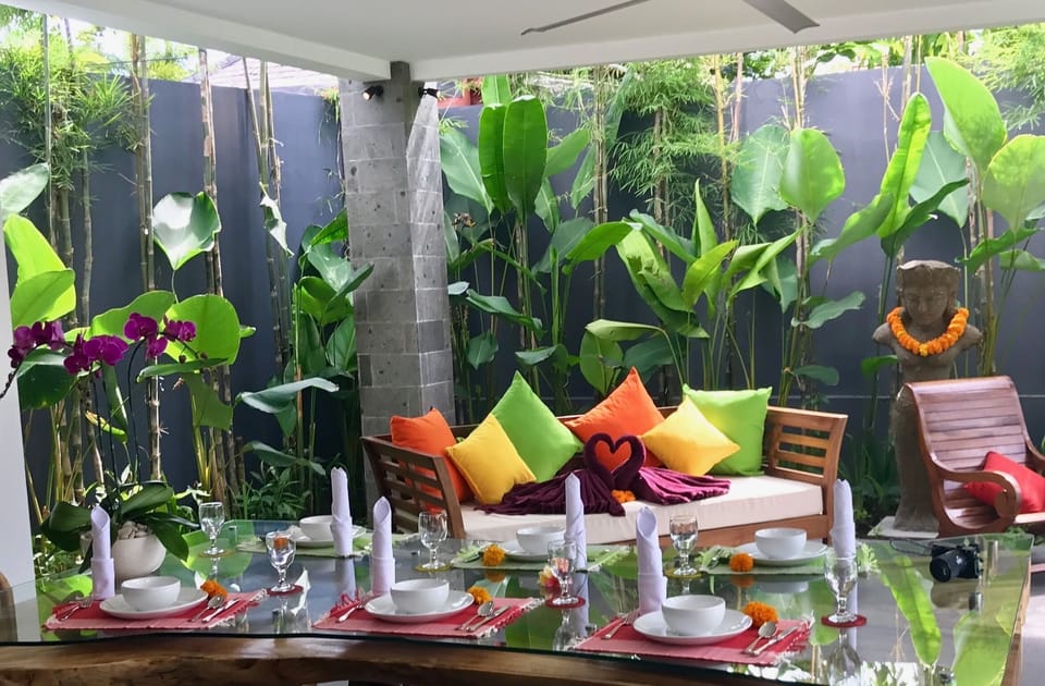 colourful pool/wet area.  Dine or relax with the pool at your feet