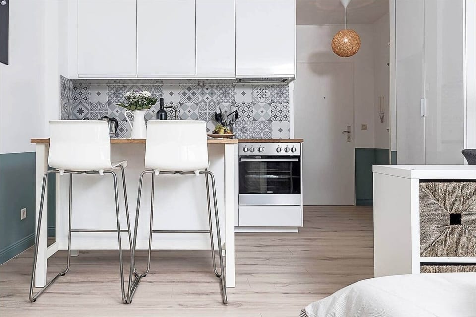 Cuisine équipée (LV, four, plaque vitro, hotte)