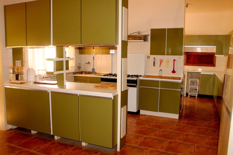 View from the eating nook towards the kitchen