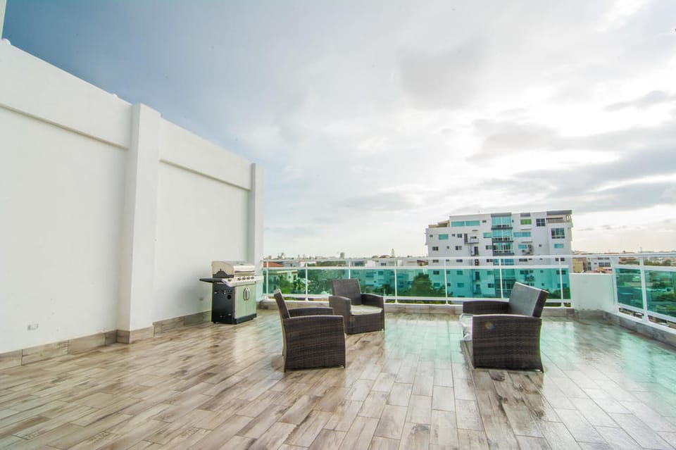 the shared rooftop terrace
