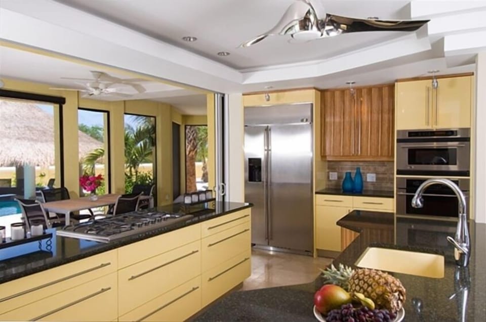 Pelican Vista Kitchen, opens fully to outdoors by sliding pocket doors into wall