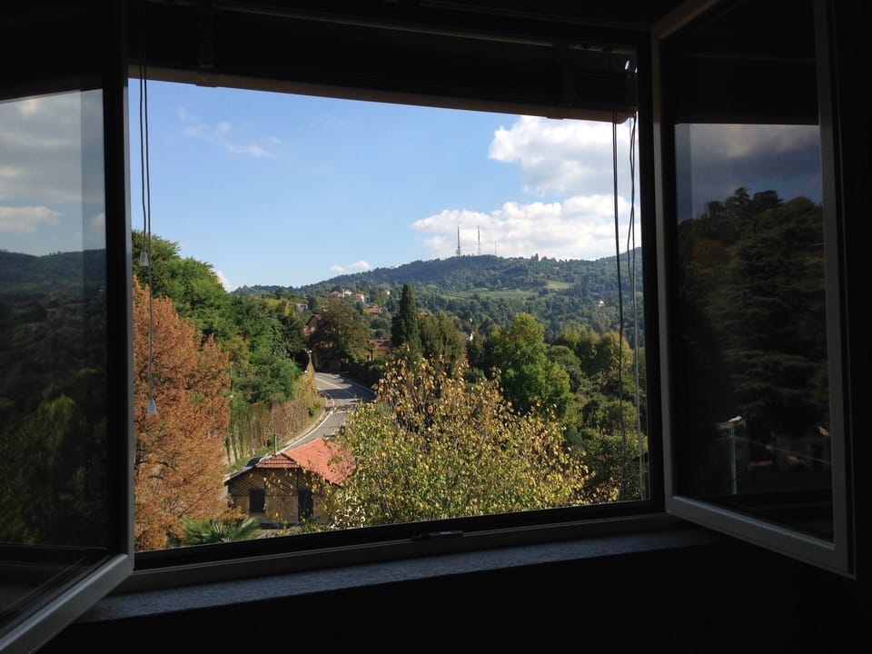 From the window there is a romantic view of the provate park and Turin's hill