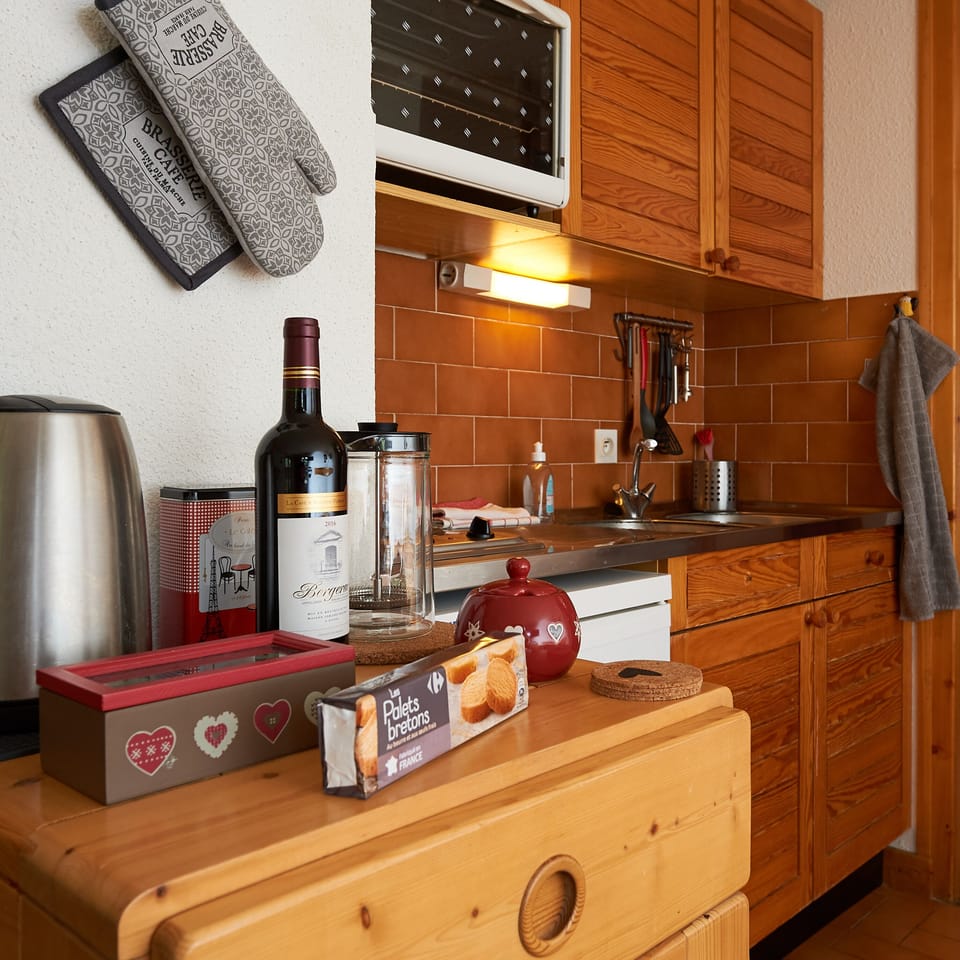 The kitchen area