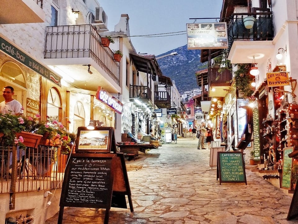 A view in Kalkan Town at night