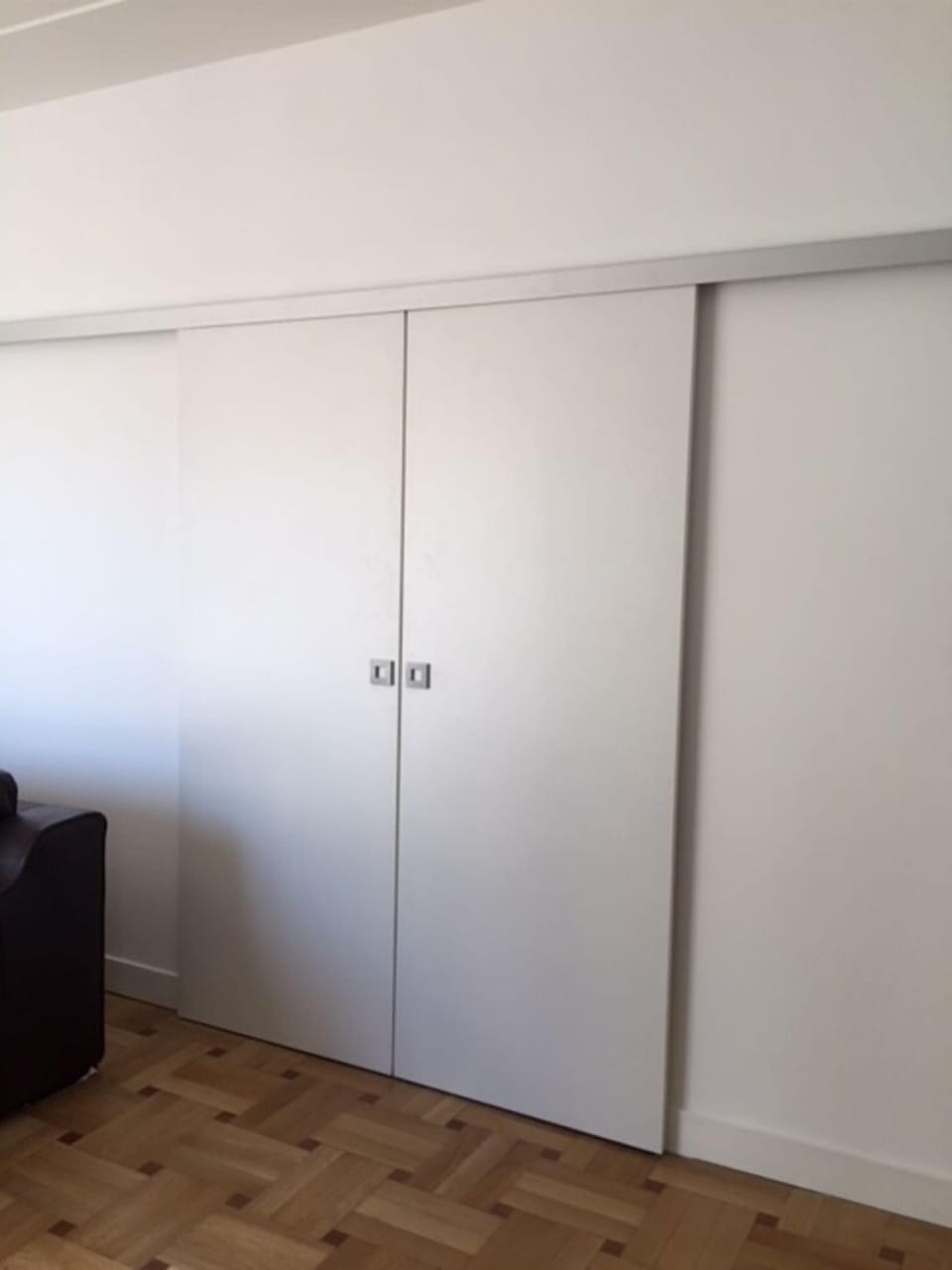 Sliding doors in living room.  