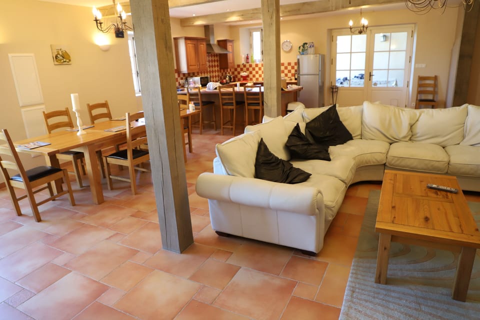 Living area and kitchen