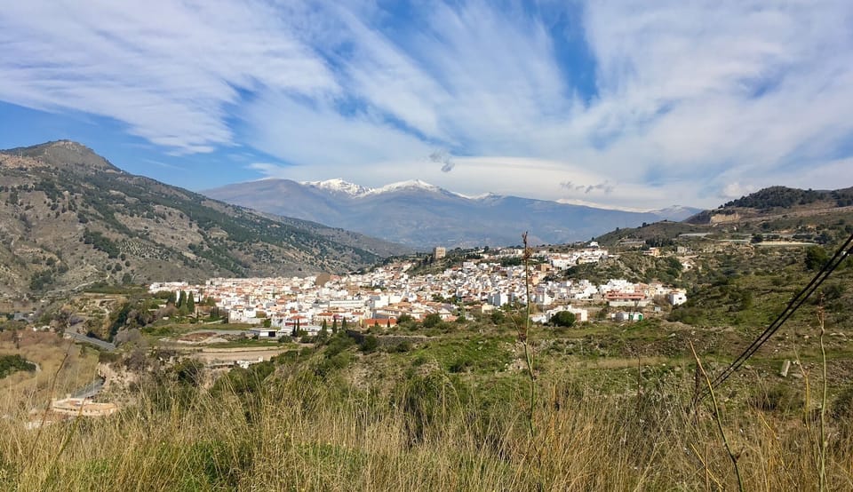 View of town with Sierra Nevada mts in background