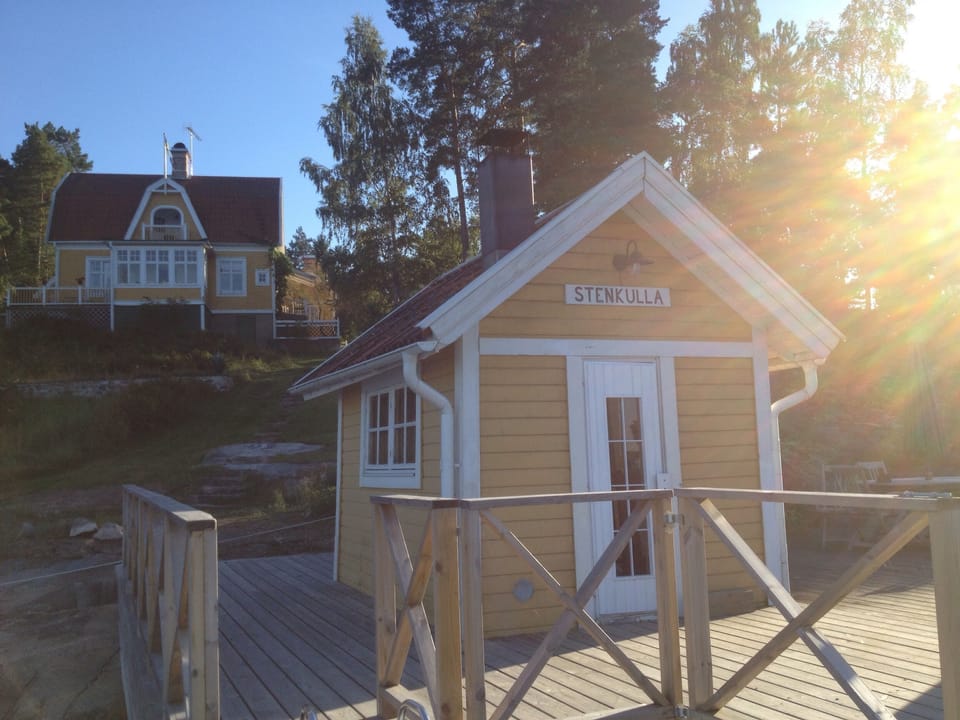 Main building and sauna from the waterfront
