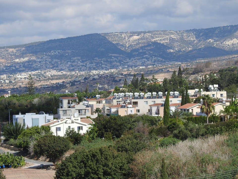 View of the hills to the north, towards Peyia from the terrace.