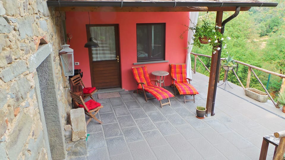 Apartment entrance and private outside area.