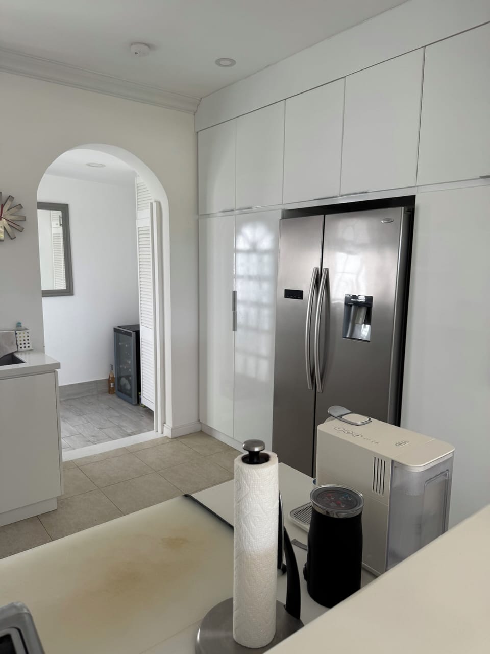 Fridge freezer and separate wine fridge.