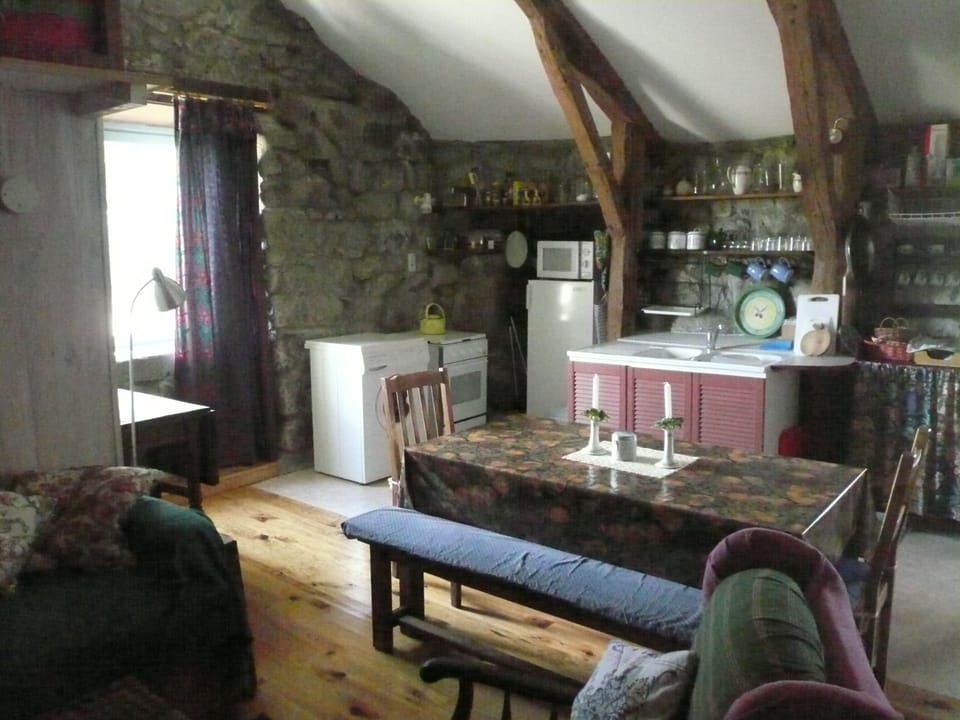 Inside the barn - the kitchen/diner/studio
