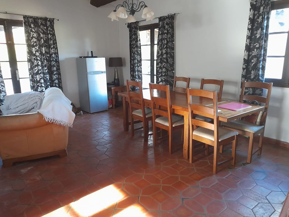 French oak dining table seats 8