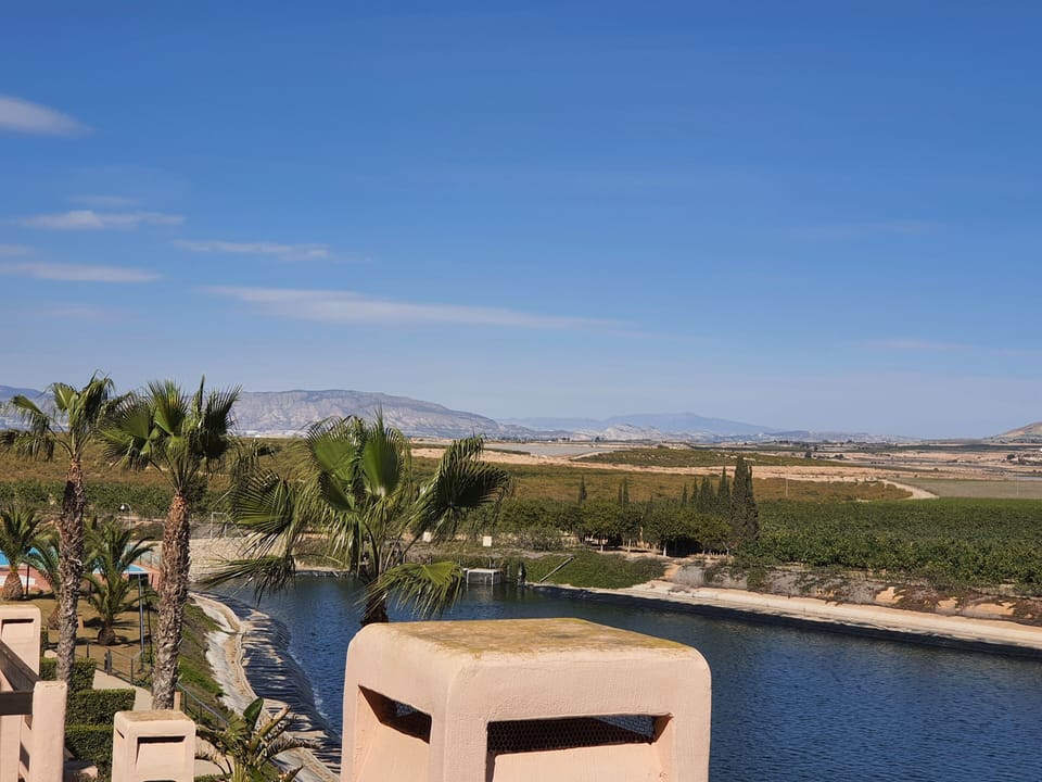 Photo from our terrace of location on left of swimming pool 100 meters away.