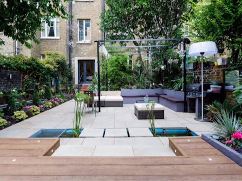 view from garden room to house