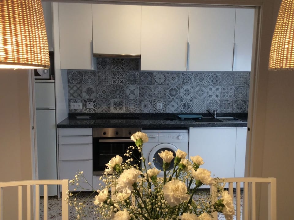 View of kitchen from dining room.