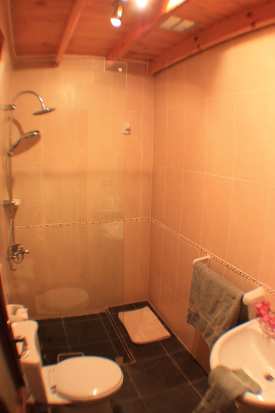 Family bathroom with waterfall shower