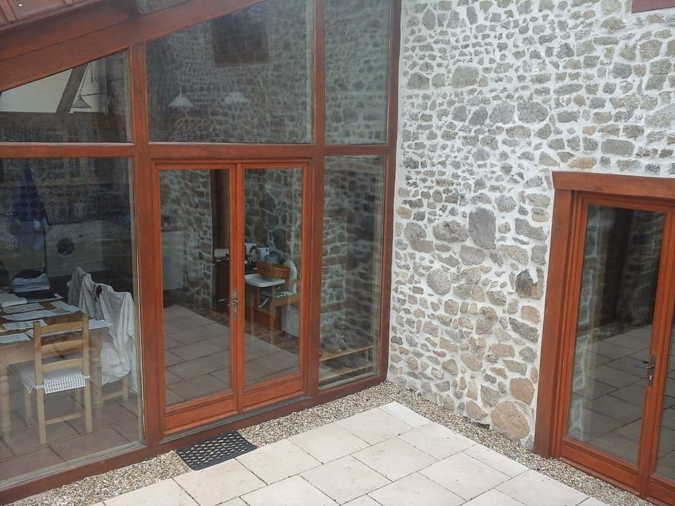 lower patio and entrance to kitchen