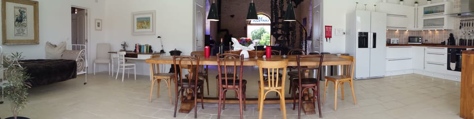 The kitchen/dining area.
