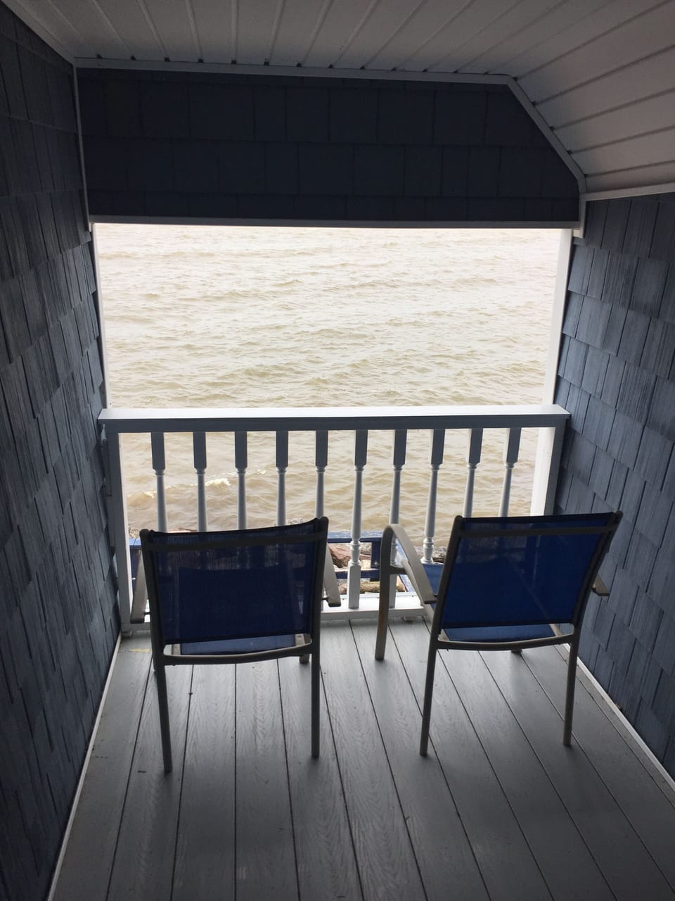 Upstairs covered porch in master bedroom 