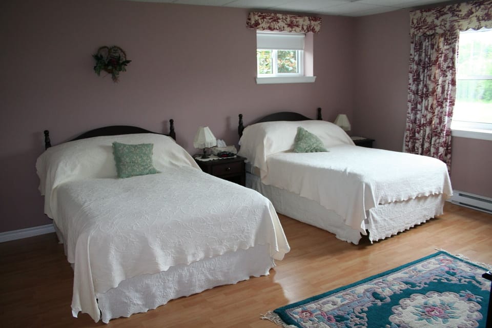 Room 6 with view of farm and private bathroom
