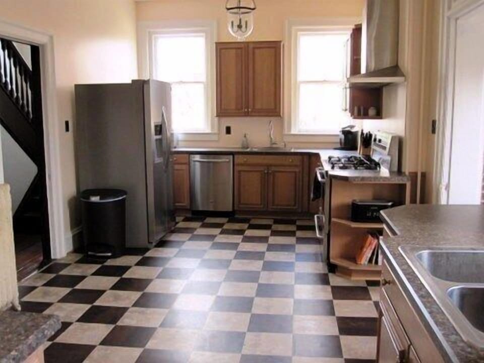 Plenty of room in the kitchen with two separate work areas with their own sink