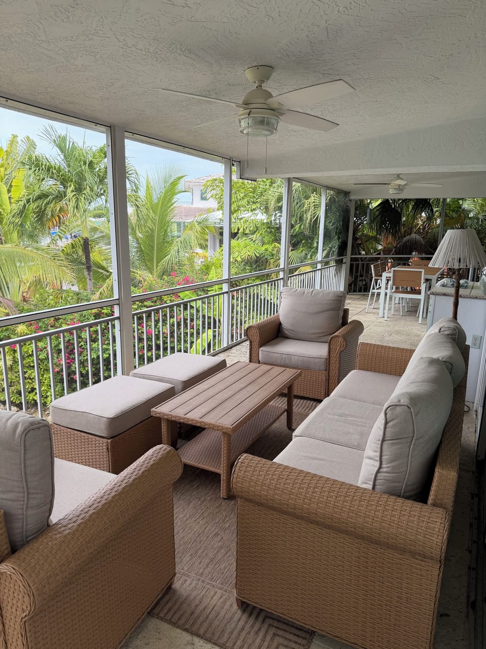 Relax & Enjoy coffee or cocktails on our screened patio over looking the water