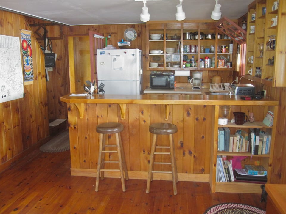 facing kitchen from living area