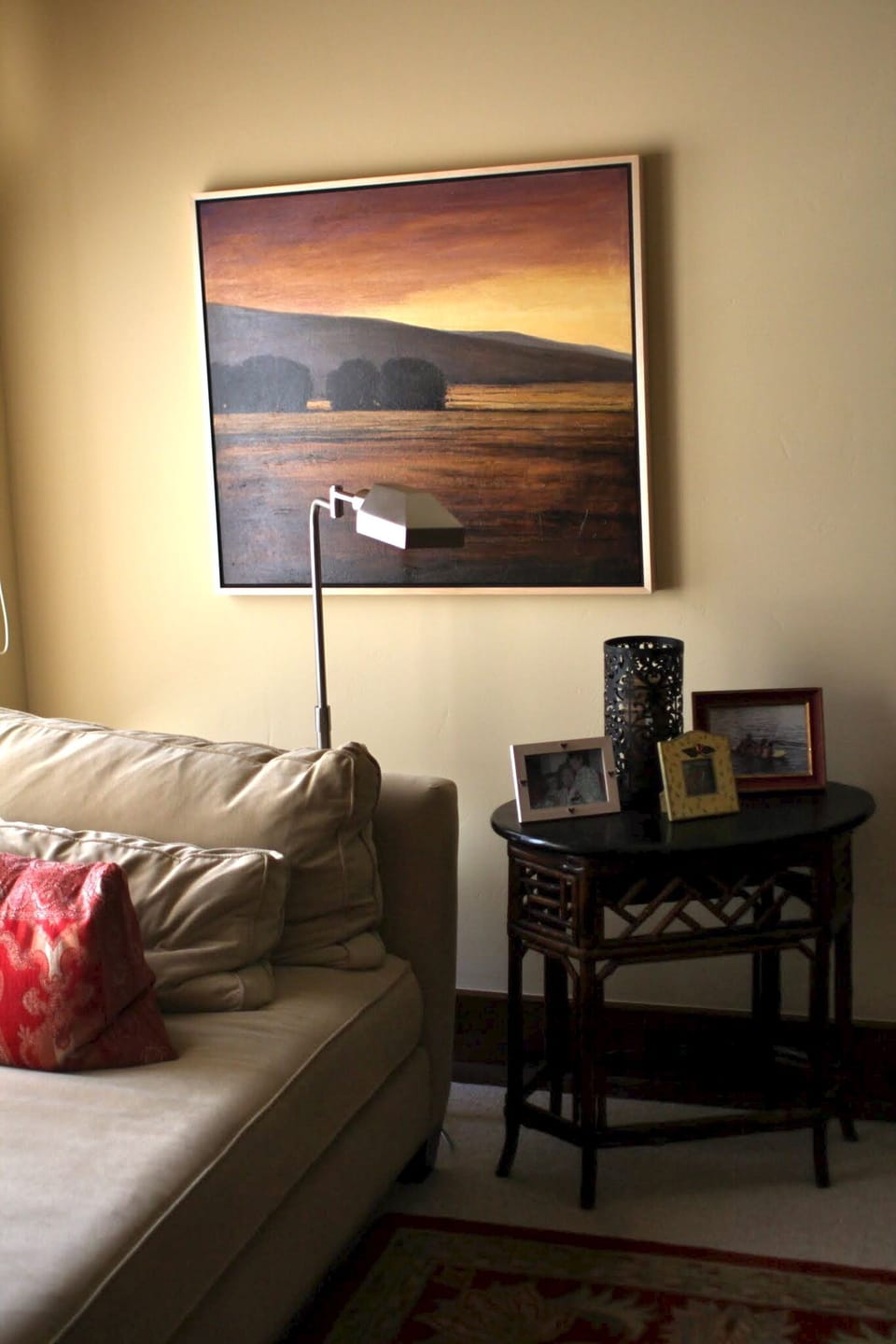 Master bedroom daybed and art