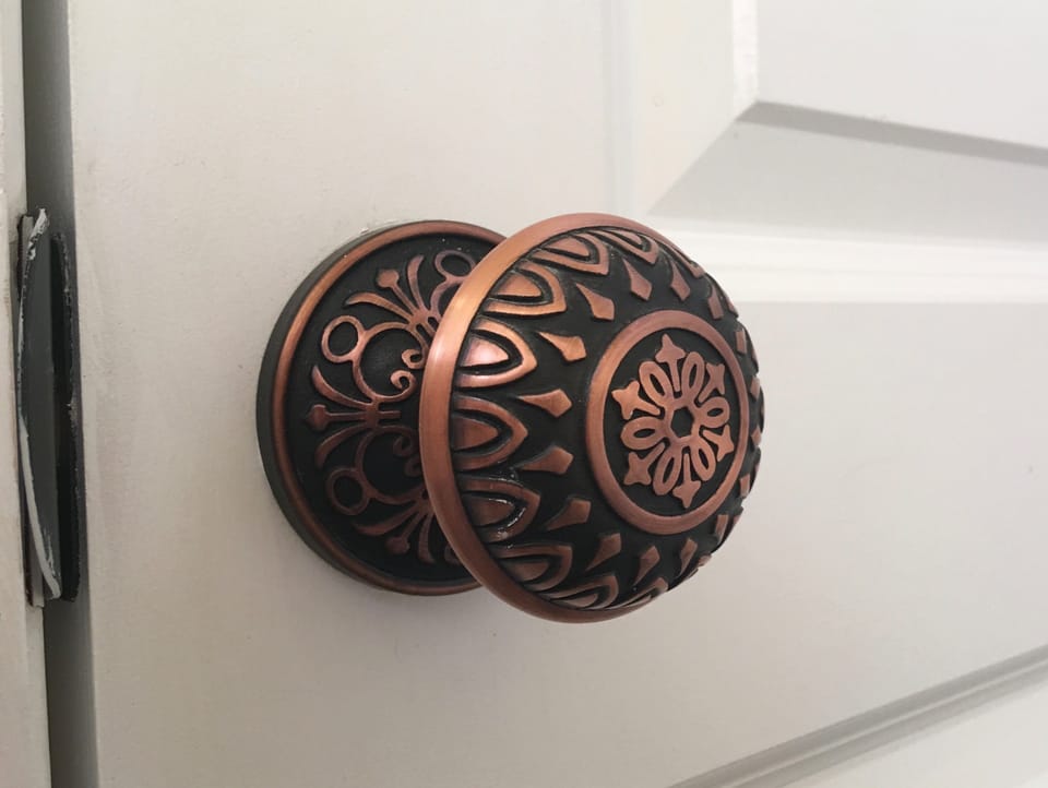 Bathroom door knob.