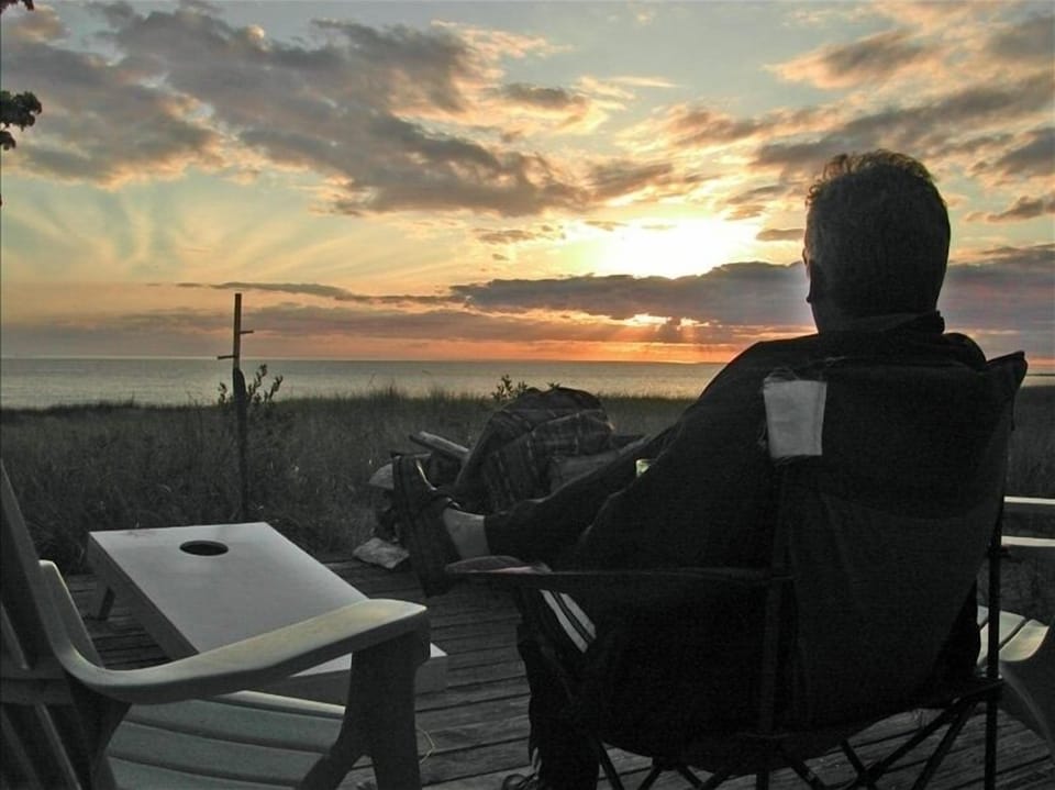 A view from the deck at sunset.