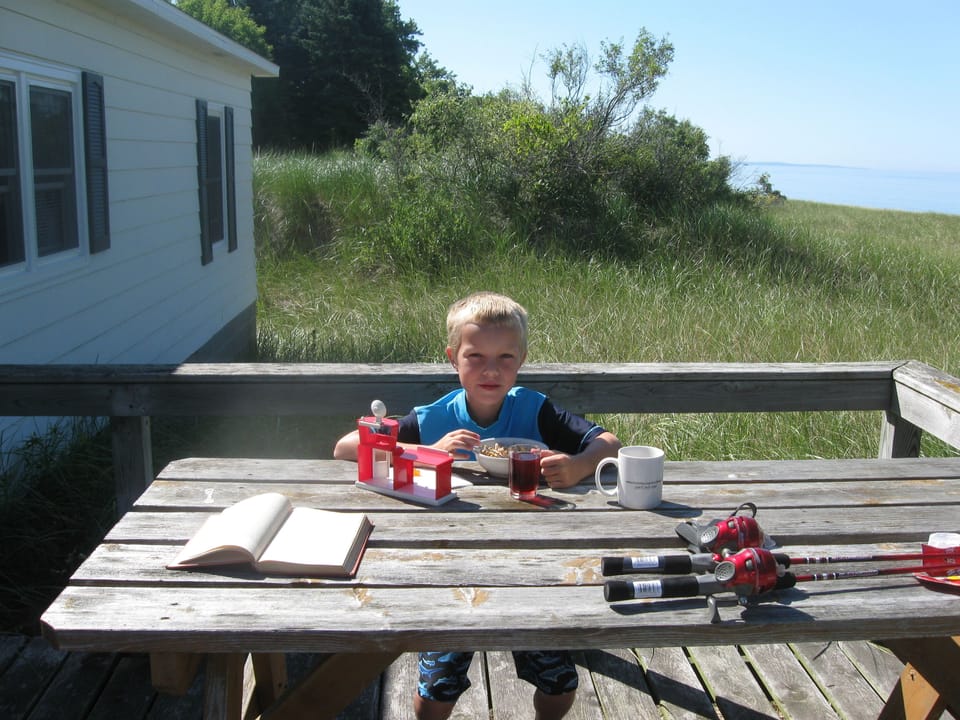 Breakfast on the deck before fishing.