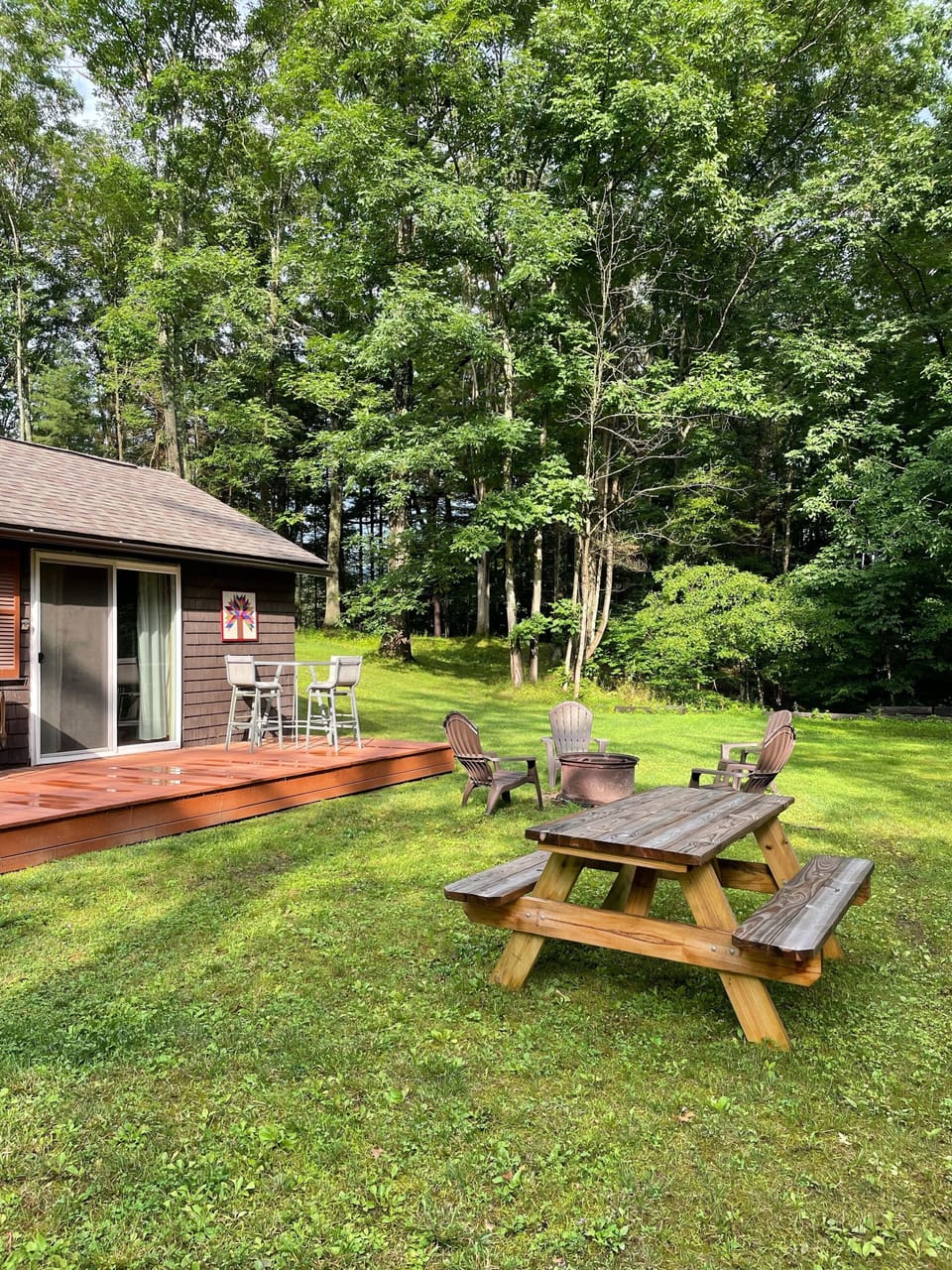 Picnic table and fire pit