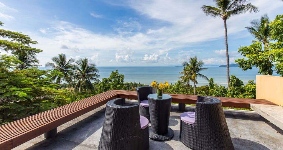Enjoy the ocean views with the outdoor lounge area.