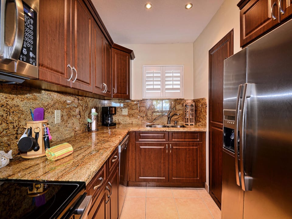 Kitchen has comforts of home.