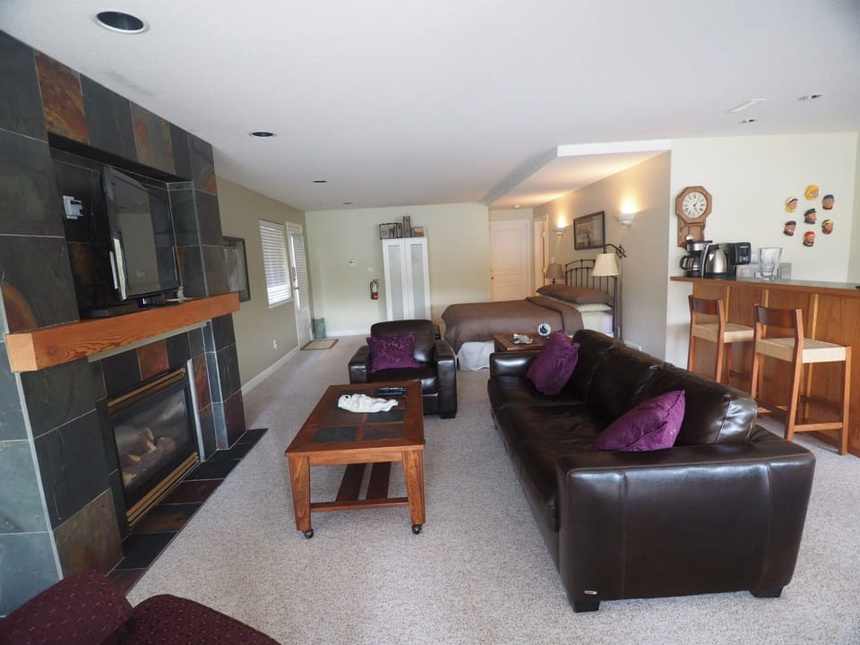 sitting area with queen.  Private keyless entry is on left 
sofa bed 