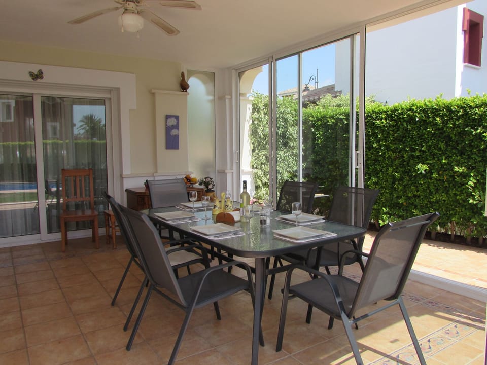 Covered patio area for dining