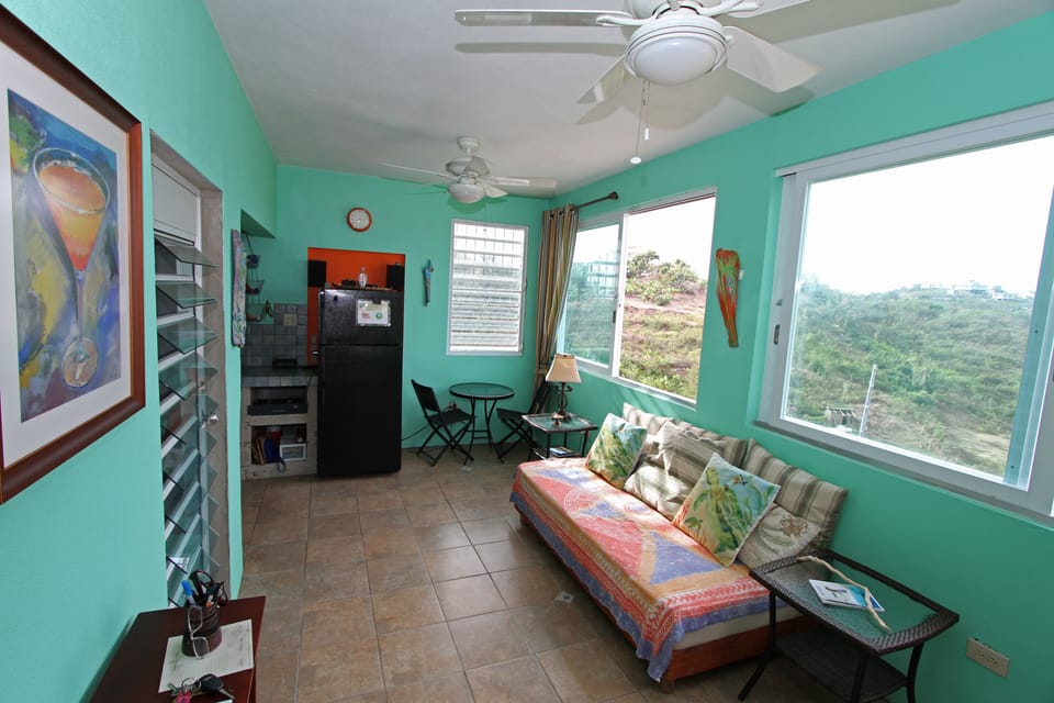 Front sitting area - kitchen view