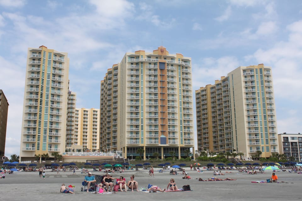Beach view of resort