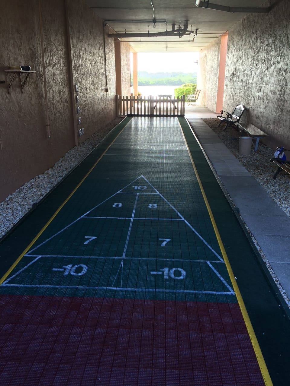 Shuffleboard anyone? Great hangout when grilling or wanting to get some shade. 