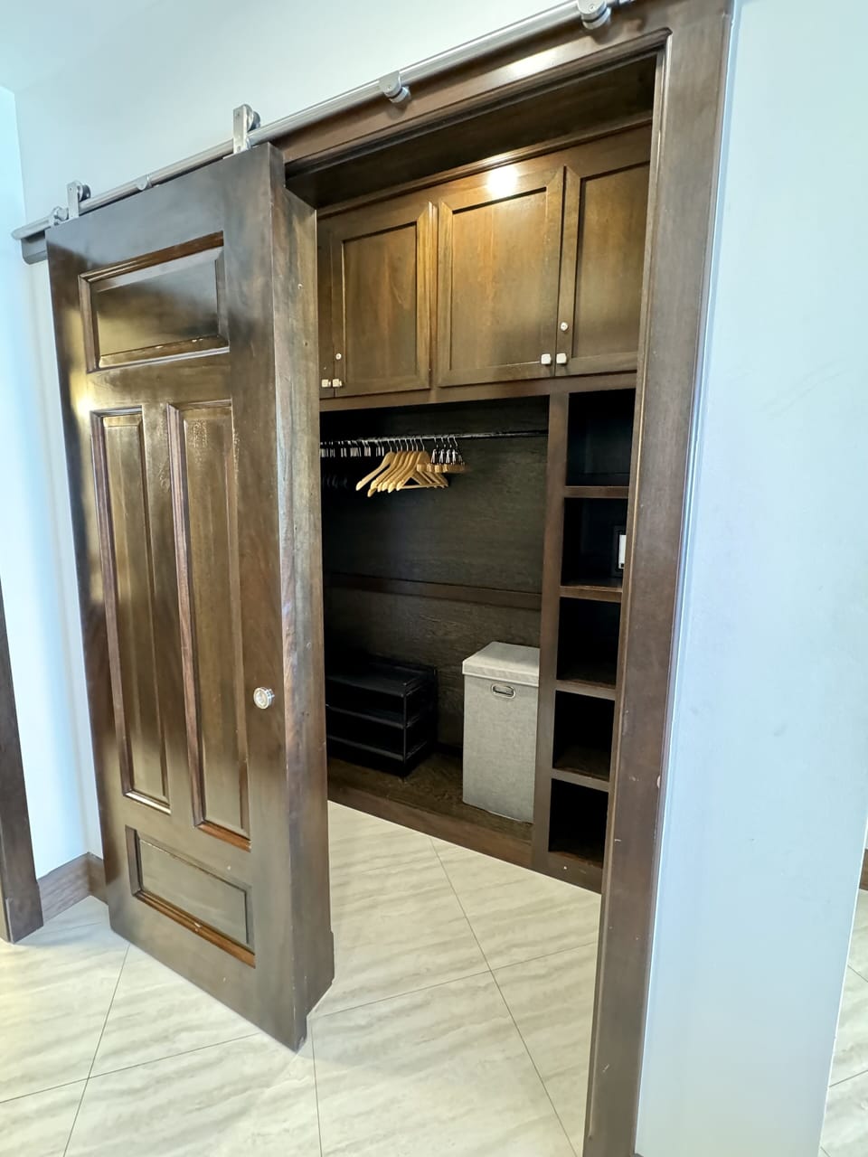 Walk-in closet with safe.