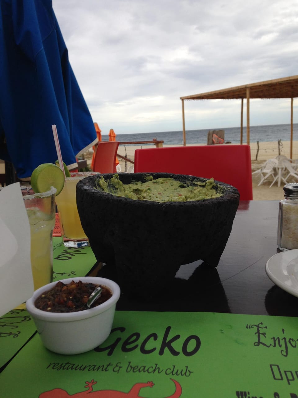 Tableside Guac watching kite surfers at El Gecko.